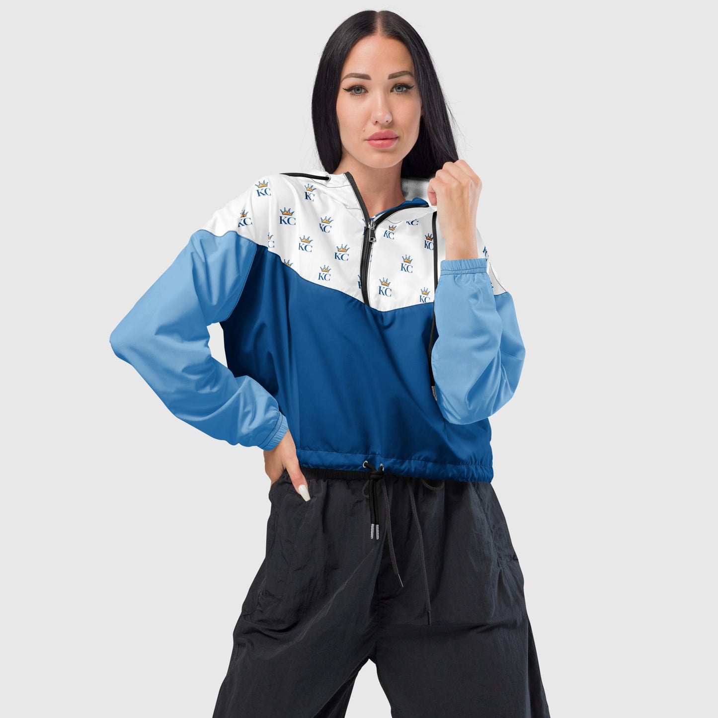 Women’s Color Block Kansas City Royals Cropped Windbreaker