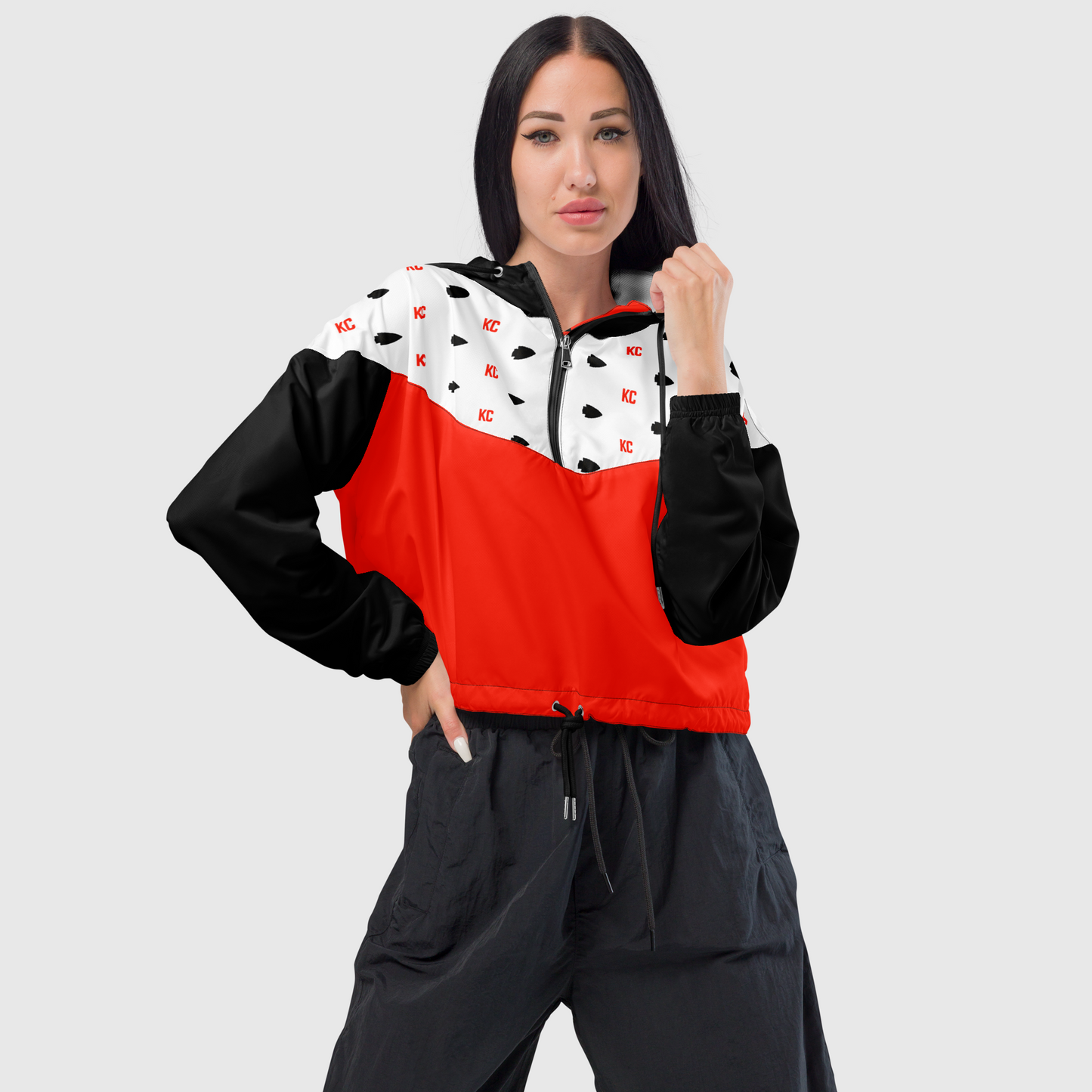 Women’s KC Chiefs Color Block Cropped Windbreaker